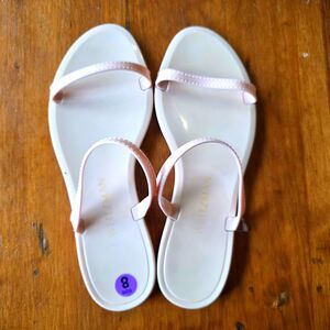 Stuart Weitzman Women’s Sawyer Dual Band Flat Sandals Size 8 Light Blush Pink